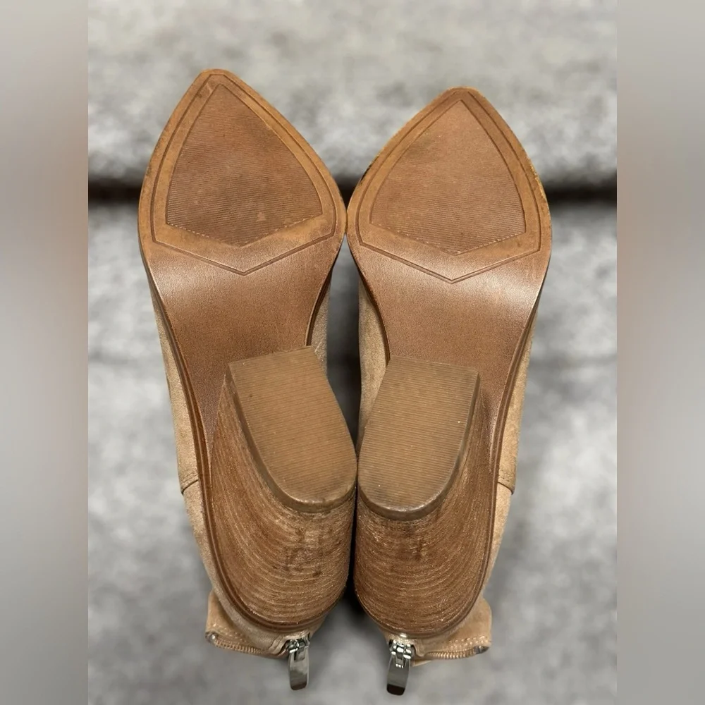SOLD Steve Madden Camryn Booties Tan Suede Ankle Block Heel Zip PointedWomen’s 8 - Picture 10 of 11